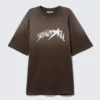 Relaxed Graphic Printed T-Shirt – Dark Brown – Drea8M