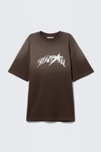 Relaxed Graphic Printed T-Shirt – Dark Brown – Drea8M