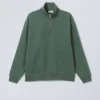 Relaxed Heavy Half Zip Sweater – Dark Green