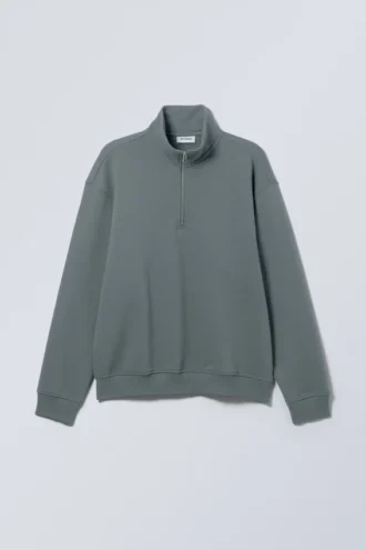 Relaxed Heavy Half Zip Sweater – Dark Turquoise
