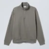 Relaxed Heavy Half Zip Sweater – Dusty Grey