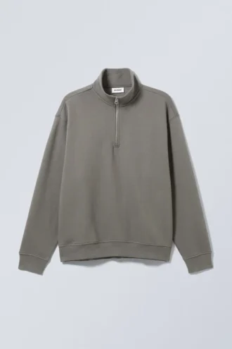 Relaxed Heavy Half Zip Sweater – Dusty Grey