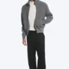 Relaxed High-Neck Zip Knit Cardigan – Light Dusty Grey