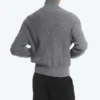 Relaxed High-Neck Zip Knit Cardigan – Light Dusty Grey