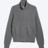Relaxed High-Neck Zip Knit Cardigan – Light Dusty Grey