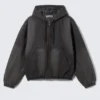 Relaxed Hooded Bomber Jacket – Washed Black