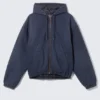 Relaxed Hooded Bomber Jacket – Washed Navy Blue