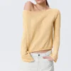 Relaxed Knitted Boat-Neck Sweater – Light Yellow