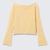 Relaxed Knitted Boat-Neck Sweater – Light Yellow