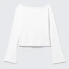 Relaxed Knitted Boat-Neck Sweater – White
