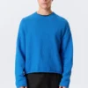 Relaxed Knitted Cotton Sweater – Bright Blue