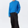 Relaxed Knitted Cotton Sweater – Bright Blue
