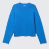 Relaxed Knitted Cotton Sweater – Bright Blue