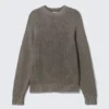 Relaxed Knitted Cotton Sweater – Washed Dark Grey Melange