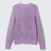 Relaxed Knitted Cotton Sweater – Washed Purple Melange