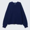 Relaxed Knitted Sweater – Dark Blue Melange