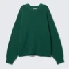 Relaxed Knitted Sweater – Dark Green Melange