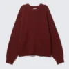 Relaxed Knitted Sweater – Dark Red Melange