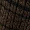 Relaxed Knitted V-Neck Sweater – Striped Dark Brown