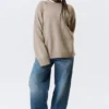 Relaxed Knitted Wool Sweater – Light Mole Melange