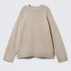 Relaxed Knitted Wool Sweater – Light Mole Melange
