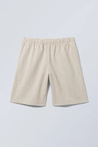 Relaxed Linen Blend Shorts – Ecru