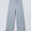 Relaxed Linen Blend Trousers – Dusty Blue Melange