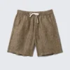 Relaxed Linen Drawstring Shorts – Dark Brown Melange