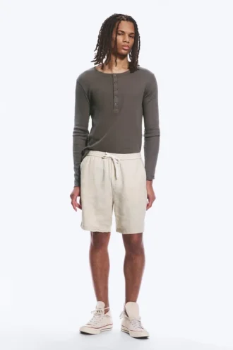 Relaxed Linen Drawstring Shorts – Ecru