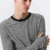 Relaxed Long-Sleeved Cotton T-Shirt – Black & White Stripes