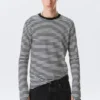 Relaxed Long-Sleeved Cotton T-Shirt – Black & White Stripes