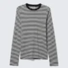 Relaxed Long-Sleeved Cotton T-Shirt – Black & White Stripes