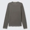 Relaxed Long-Sleeved Pyjama T-Shirt – Dark Mole