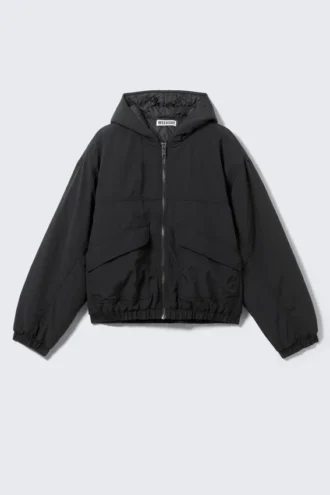 Relaxed Nylon Bomber Jacker – Black