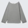 Relaxed Off-Shoulder Terry Pyjama Top – Grey Melange