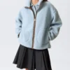 Relaxed Pile Fleece Jacket – Light Blue – Brown Lining