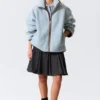 Relaxed Pile Fleece Jacket – Light Blue – Brown Lining