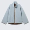 Relaxed Pile Fleece Jacket – Light Blue – Brown Lining