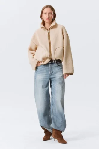 Relaxed Pile Fleece Jacket – Light Dusty Beige