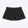Relaxed Pleated Mini Suiting Shorts – Black