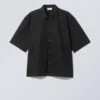 Relaxed Short Sleeve Cotton Shirt – Black