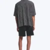 Relaxed Short-Sleeved Linen-Blend Shirt – Dark Grey Stripe