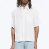 Relaxed Short-Sleeved Linen-Blend Shirt – Dusty White