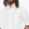 Relaxed Short-Sleeved Linen-Blend Shirt – Dusty White