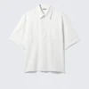 Relaxed Short-Sleeved Linen-Blend Shirt – Dusty White