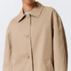 Relaxed Single-Breasted Car Coat – Beige