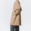 Relaxed Single-Breasted Car Coat – Beige