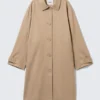 Relaxed Single-Breasted Car Coat – Beige