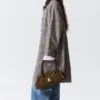 Relaxed Single-Breasted Car Coat – Checked Grey
