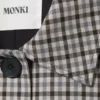 Relaxed Single-Breasted Car Coat – Checked Grey